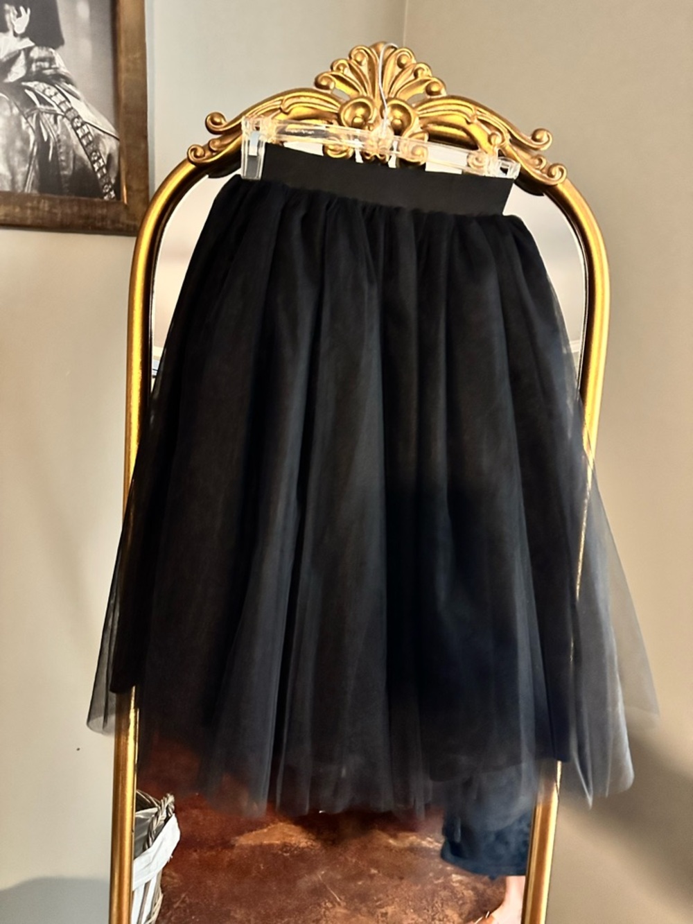 Classic Black Tulle Midi Skirt
